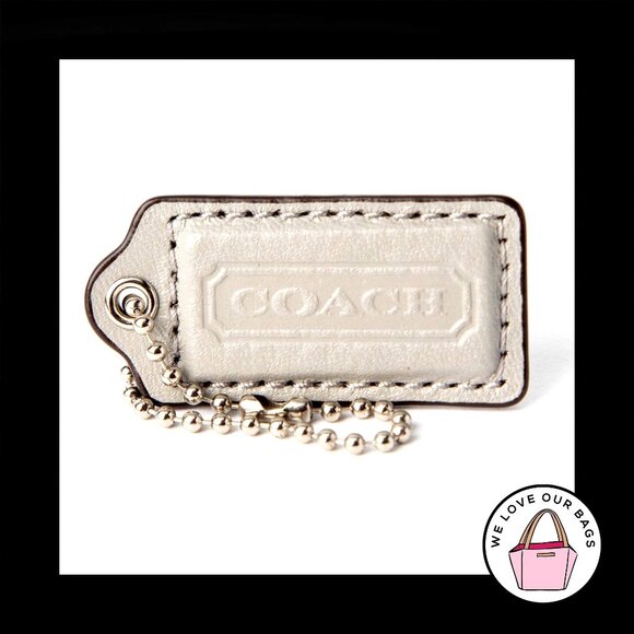 2" Medium COACH GRAY LEATHER Nickel Key Fob Bag Charm Keychain Hang Tag - Picture 1 of 1